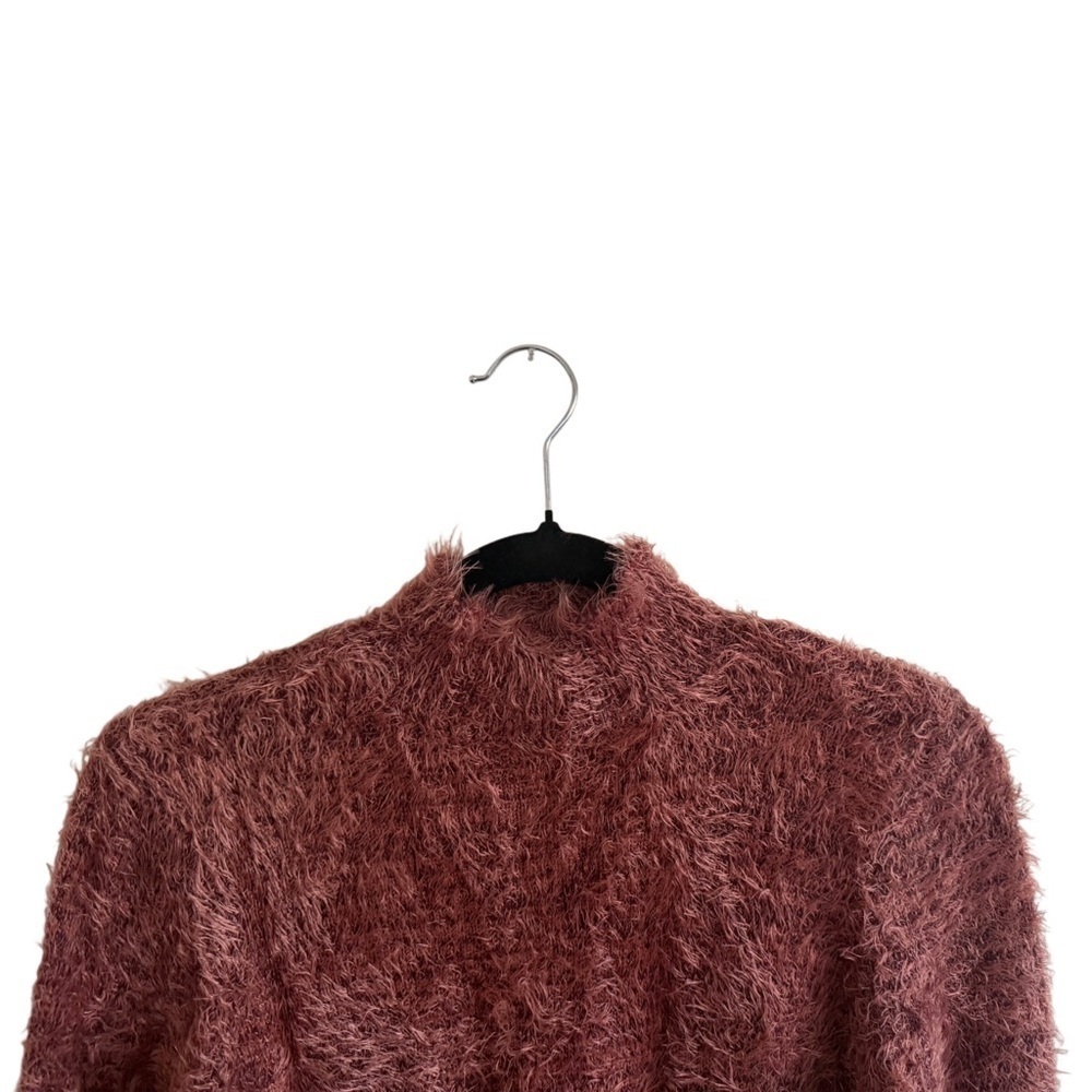 Cropped Mock Orange Neck Wool Sweater Size Medium - Picture 4 of 10